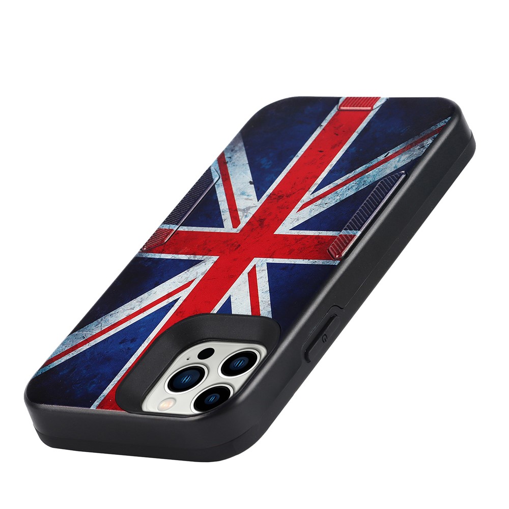 Pattern Printing Anti-fall Anti-scratch TPU + PC Phone Case Shell with Strap for iPhone 13 Pro Max 6.7 inch - UK Flag-5