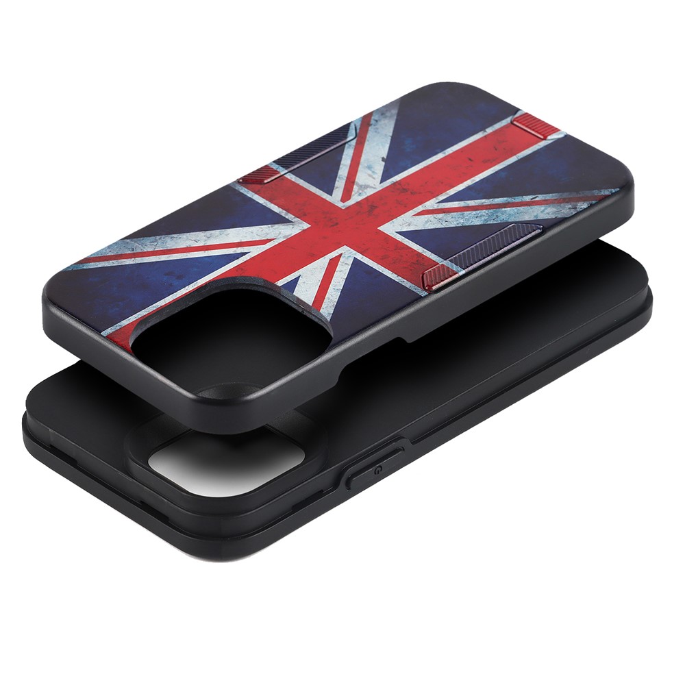 Pattern Printing Anti-fall Anti-scratch TPU + PC Phone Case Shell with Strap for iPhone 13 Pro Max 6.7 inch - UK Flag-6
