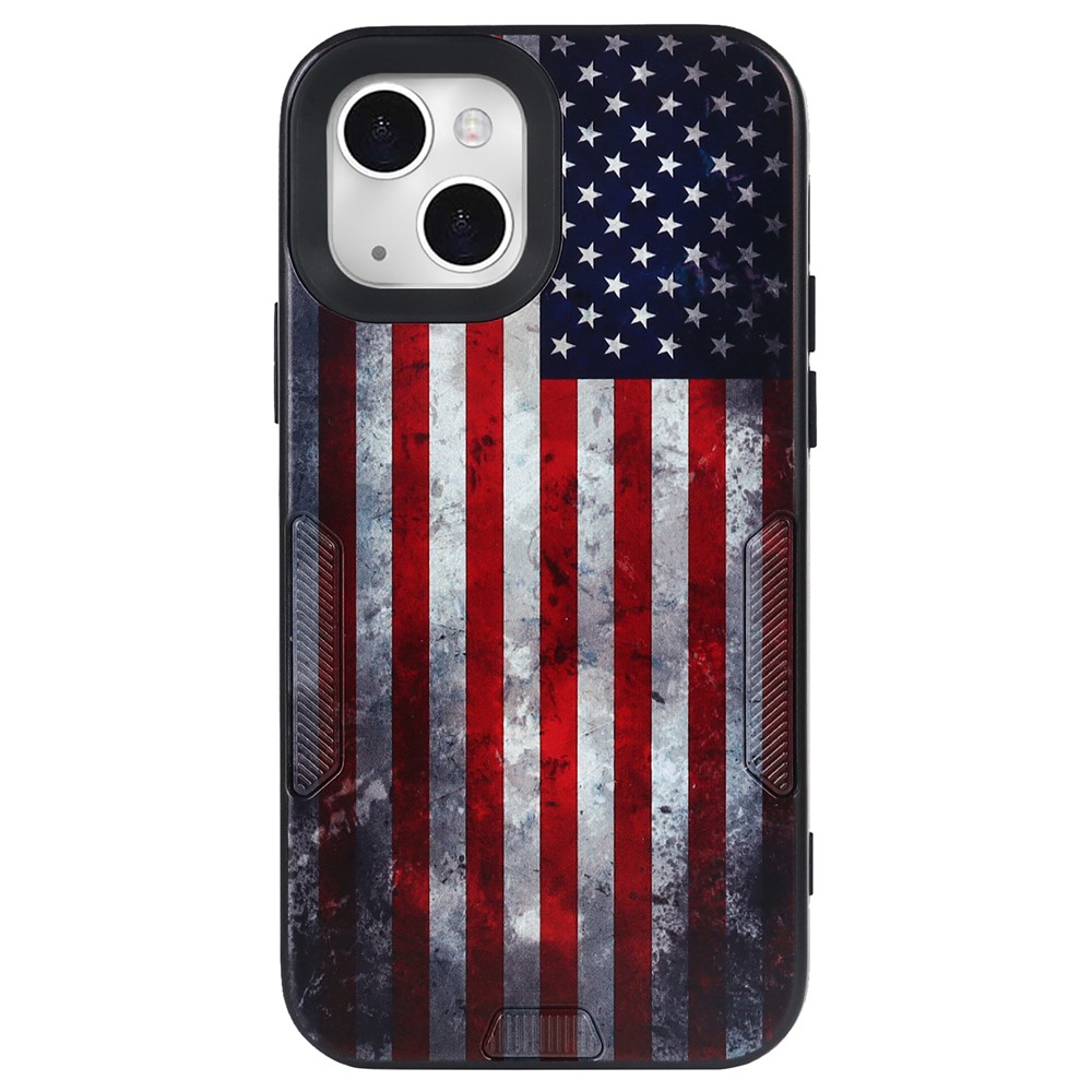 Dustproof Anti-scratch Pattern Printing TPU + PC Phone Case Shell with Strap for iPhone 13 6.1 inch - US Flag-2