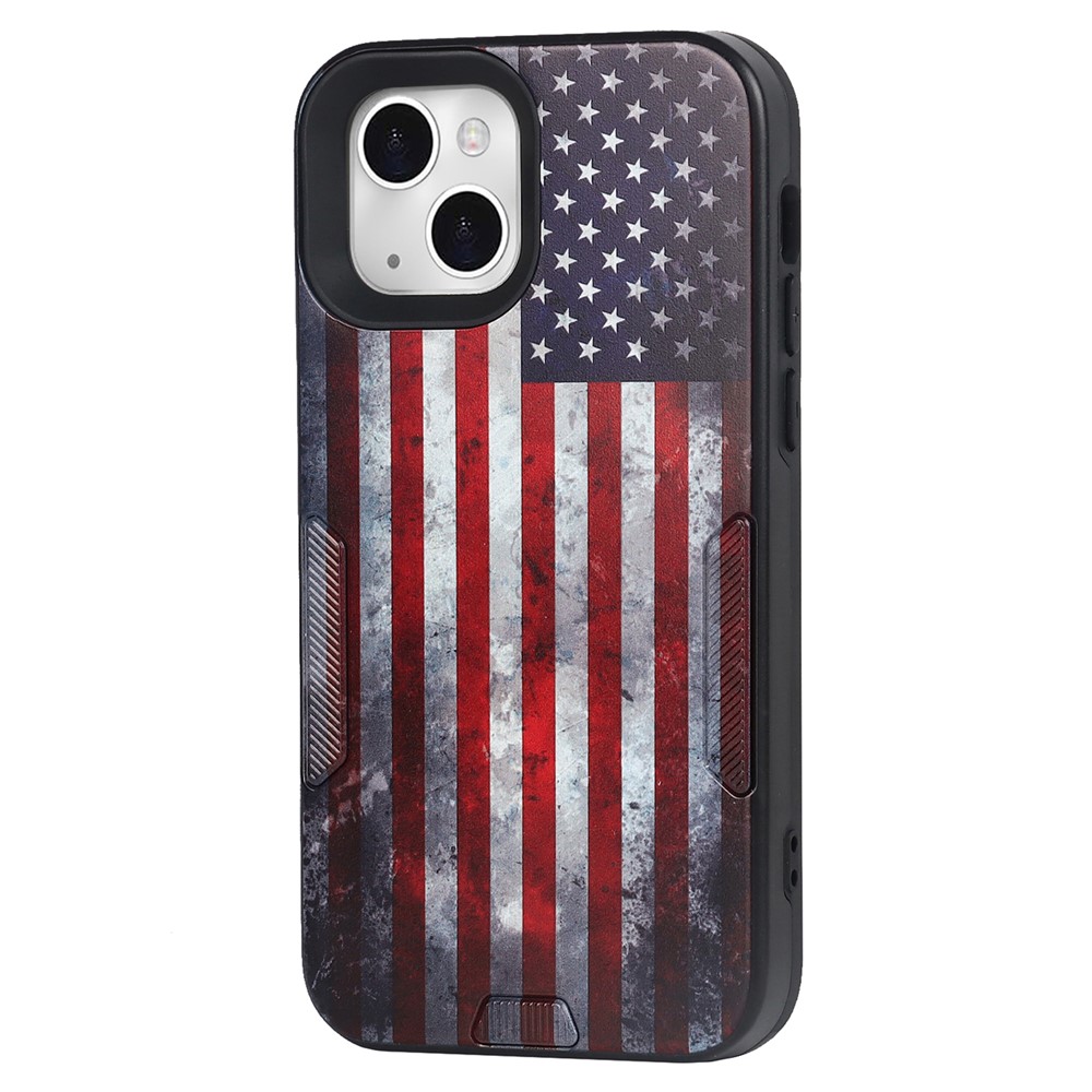 Dustproof Anti-scratch Pattern Printing TPU + PC Phone Case Shell with Strap for iPhone 13 6.1 inch - US Flag-3