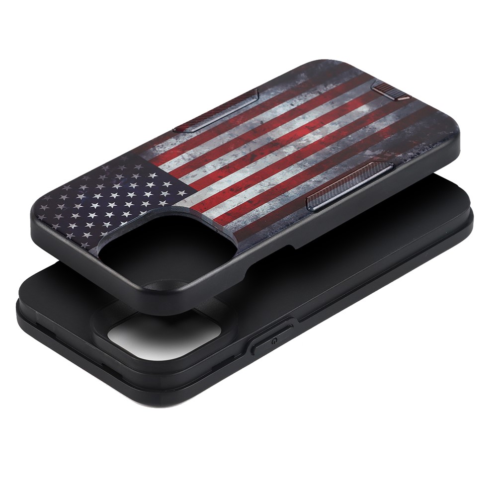 Dustproof Anti-scratch Pattern Printing TPU + PC Phone Case Shell with Strap for iPhone 13 6.1 inch - US Flag-5