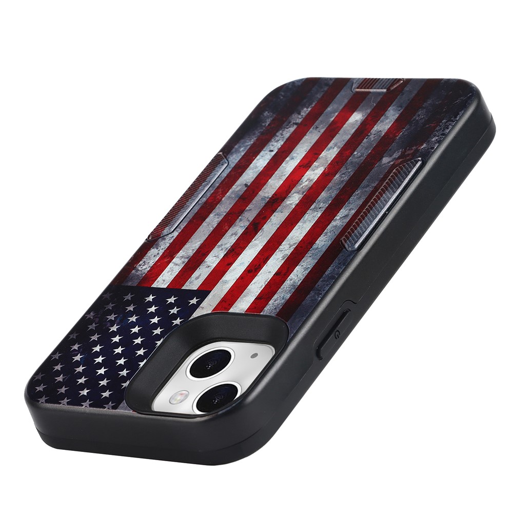 Dustproof Anti-scratch Pattern Printing TPU + PC Phone Case Shell with Strap for iPhone 13 6.1 inch - US Flag-7