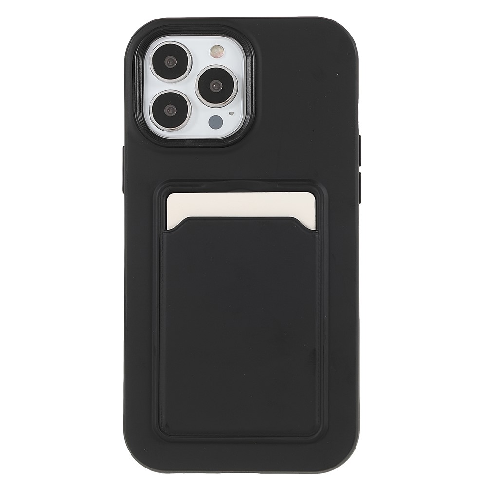 Rubberized Surface Card Slot Design Anti-scratch PC+TPU Hybrid Case Cover for Phone 13 Pro 6.1 inch - Black-2