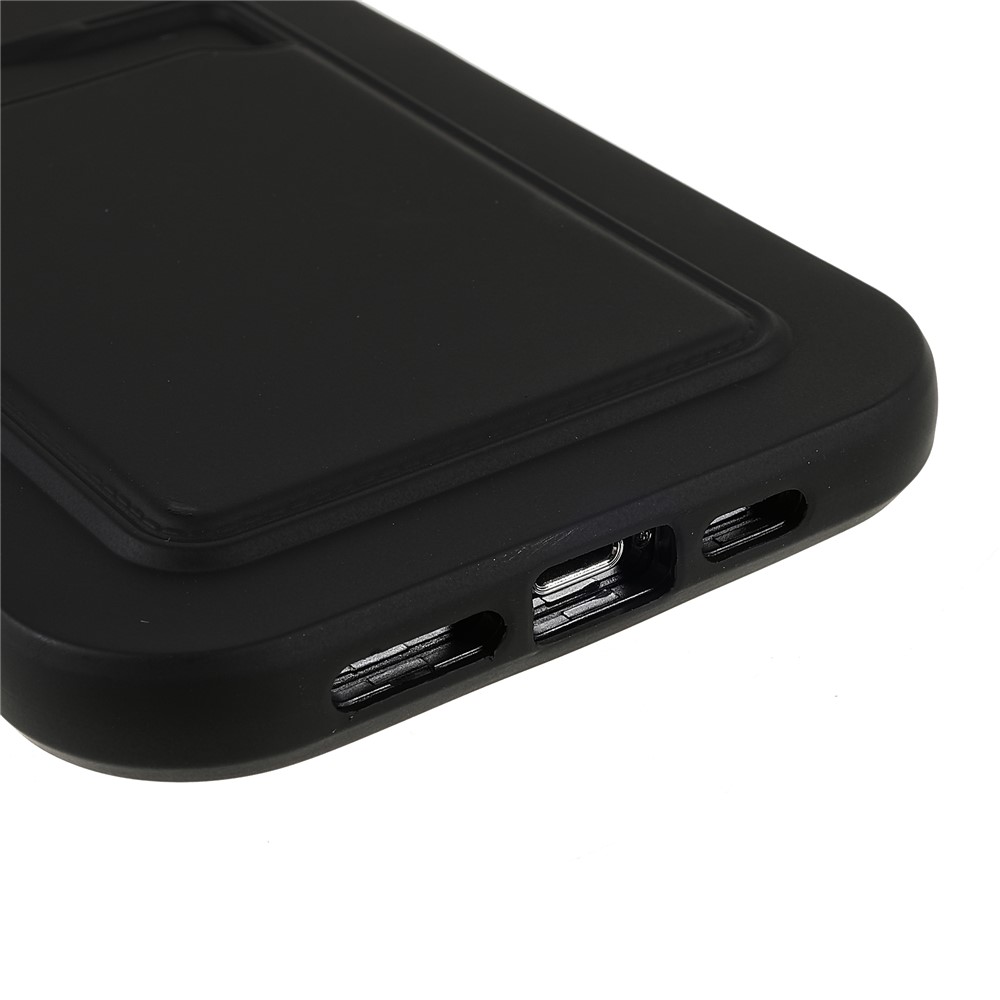 Rubberized Surface Card Slot Design Anti-scratch PC+TPU Hybrid Case Cover for Phone 13 Pro 6.1 inch - Black-6