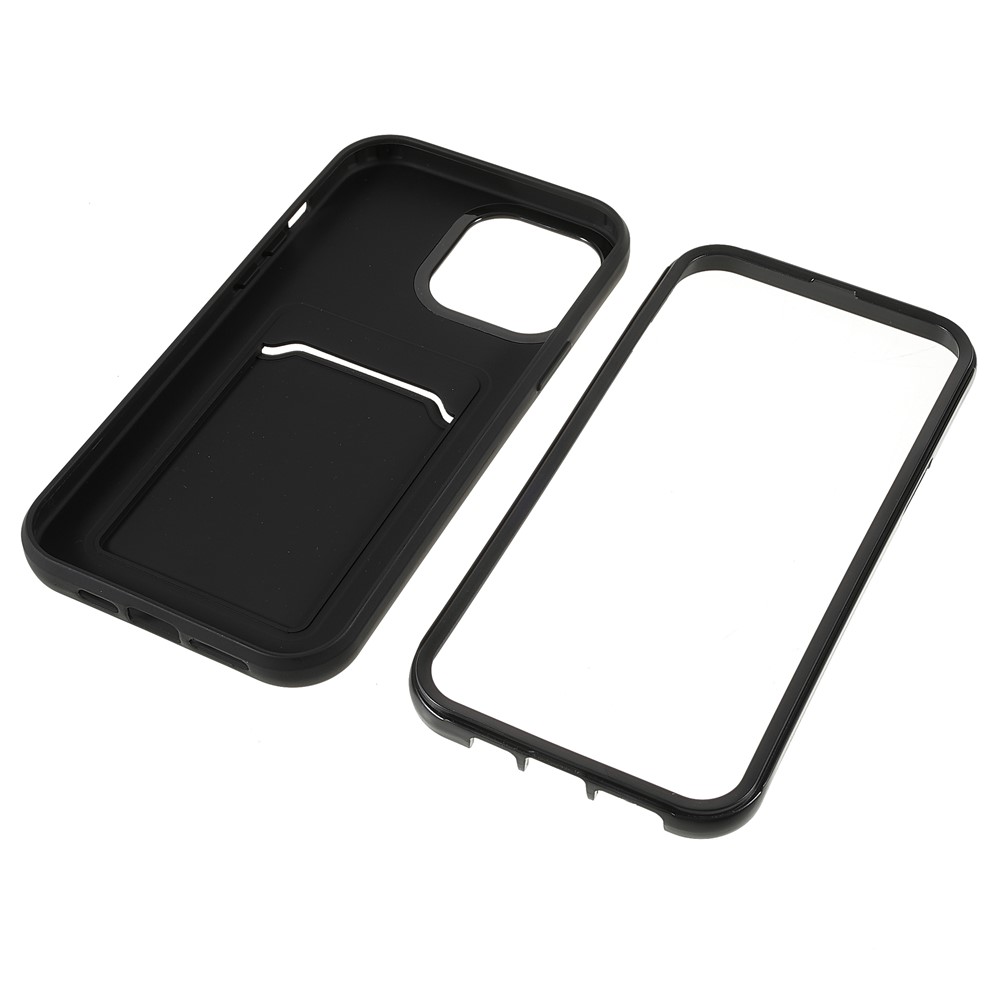 Rubberized Surface Card Slot Design Anti-scratch PC+TPU Hybrid Case Cover for Phone 13 Pro 6.1 inch - Black-8