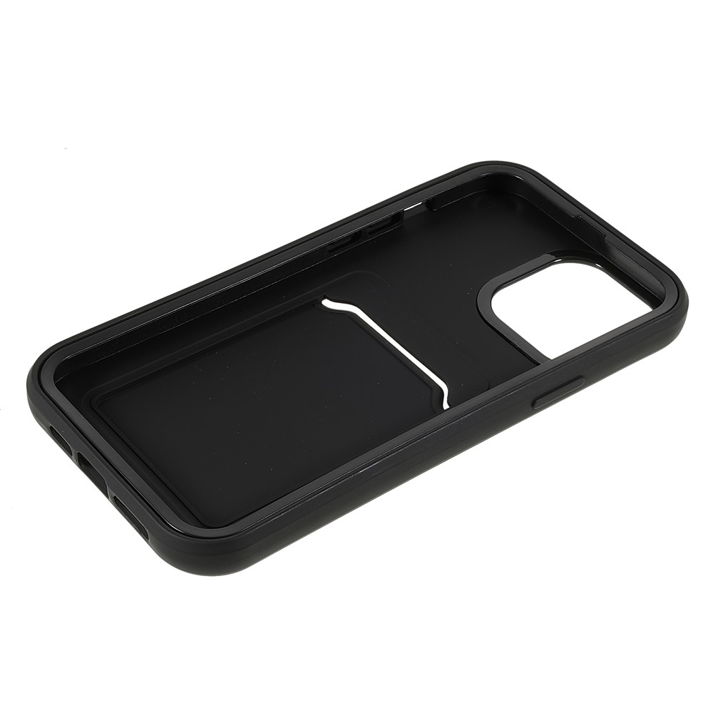 Rubberized Surface Card Slot Design Anti-scratch PC+TPU Hybrid Case Cover for Phone 13 Pro 6.1 inch - Black-9