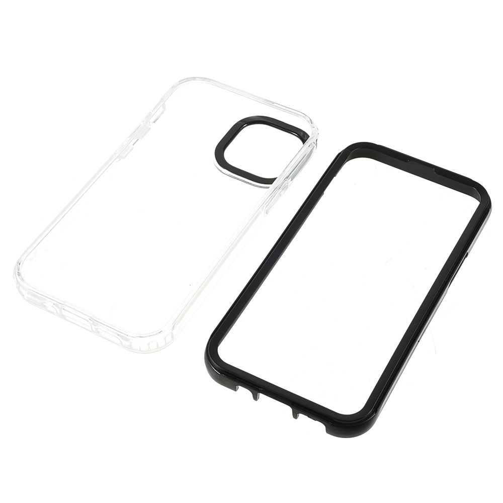Transparent PC Back Cover + TPU Frame Phone Case Drop-proof Cell Phone Protector for iPhone 13 6.1 inch - Black-7