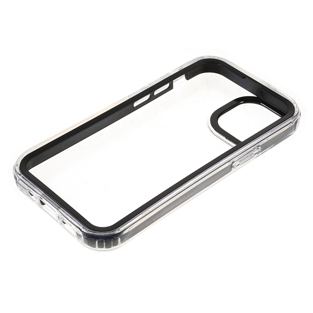 Transparent PC Back Cover + TPU Frame Phone Case Drop-proof Cell Phone Protector for iPhone 13 6.1 inch - Black-8