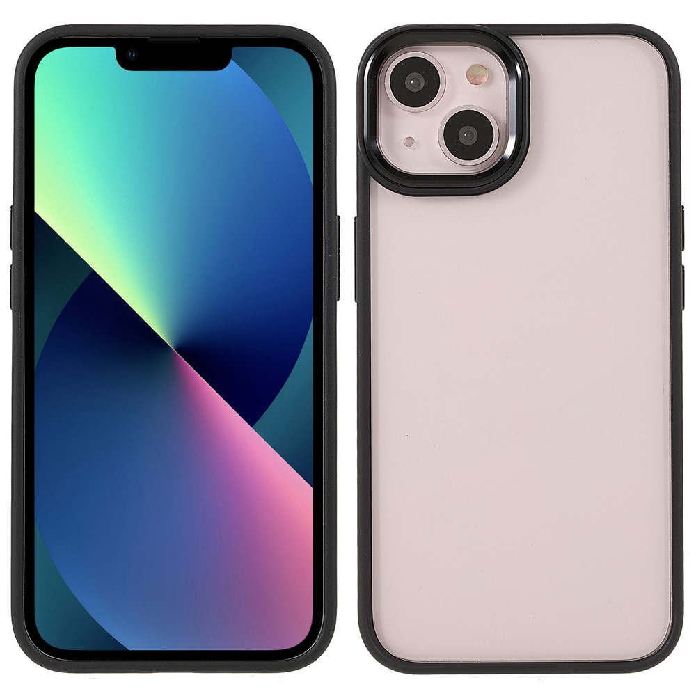 Metal Camera Lens Frame Anti-scratch Acrylic + TPU Cover Phone Case for iPhone 13 6.1 inch - Black-1