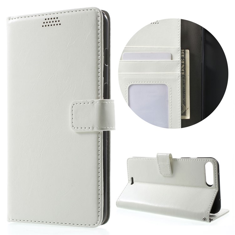 Oil Wax Wallet Leather Protection Cover for iPhone 8 Plus / 7 Plus 5.5 inch - White-1