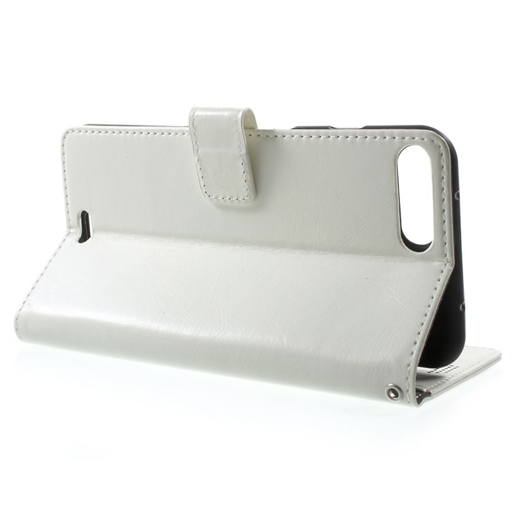 Oil Wax Wallet Leather Protection Cover for iPhone 8 Plus / 7 Plus 5.5 inch - White-3