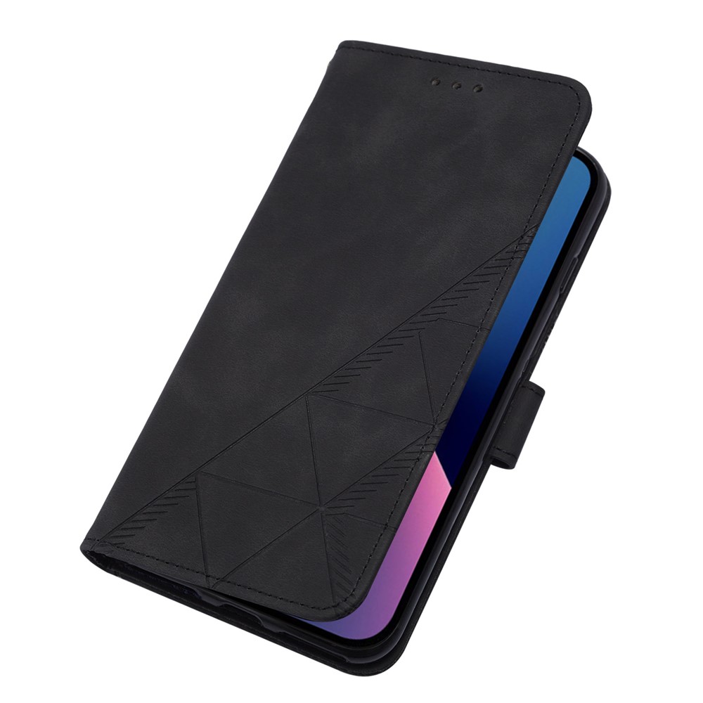 PB2-1 Series Business PU Leather Phone Case Anti-scratch Imprinted Wallet Phone Cover with Long Shoulder Strap for iPhone 13 mini 5.4 inch - Black-10