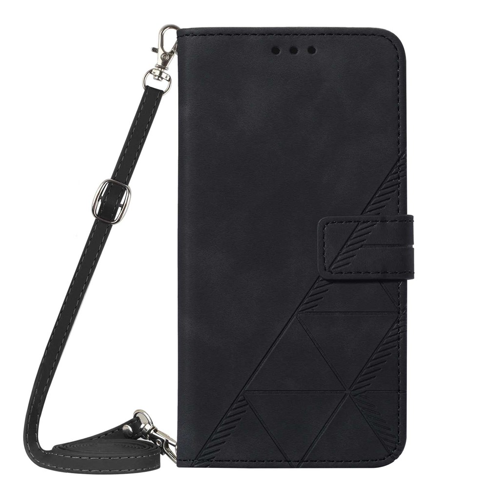 PB2-1 Series PU Leather Business Phone Case Scratch Resistant Imprinted Wallet Phone Protector with Shoulder Strap Stand for iPhone 12 Pro Max 6.7 inch - Black-2