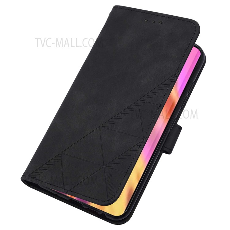 PB2-1 Series PU Leather Anti-fall Long Lanyard Case Imprinting Lines Wallet Phone Cover with Stand for Apple iPhone XS Max 6.5 inch - Black-10
