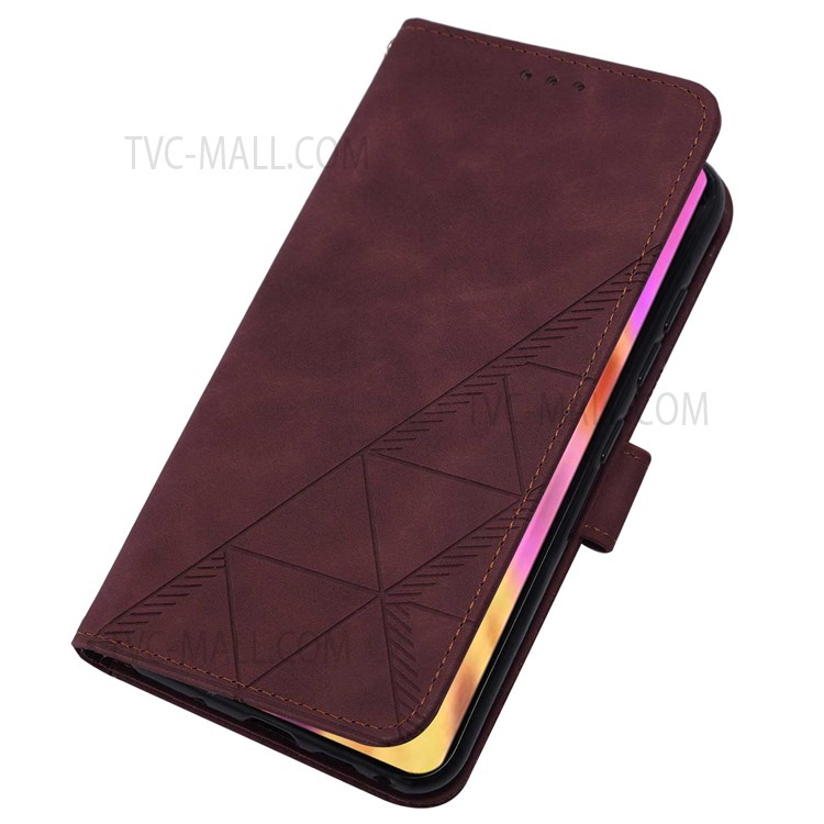 PB2-1 Series Magnetic Closure Long Lanyard Design Case Imprinting Lines PU Leather Stand Wallet Phone Shell for Apple iPhone XR 6.1 inch - Wine Red-10