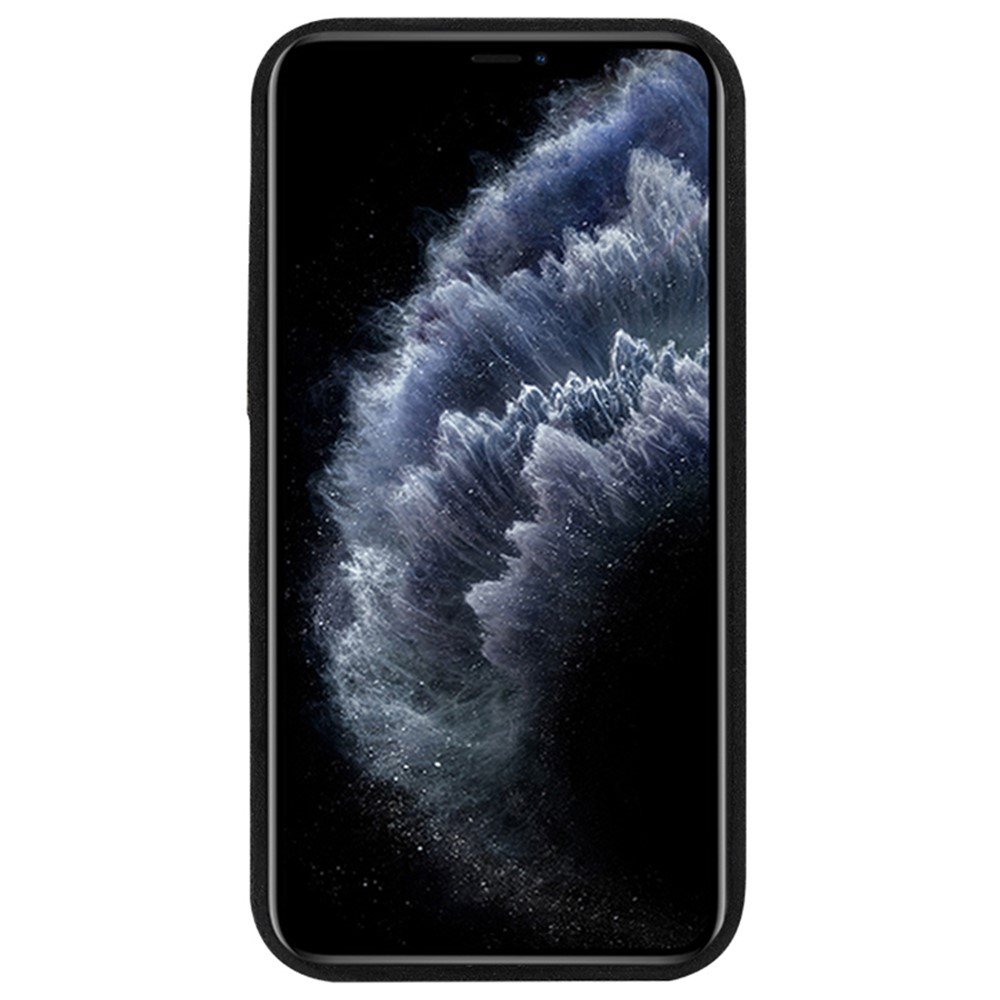 Solid Color Flocking PU Leather Coated PET + Metal Hybrid Case Mobile Phone Protective Cover for iPhone 11 Pro 5.8 inch - Black-3