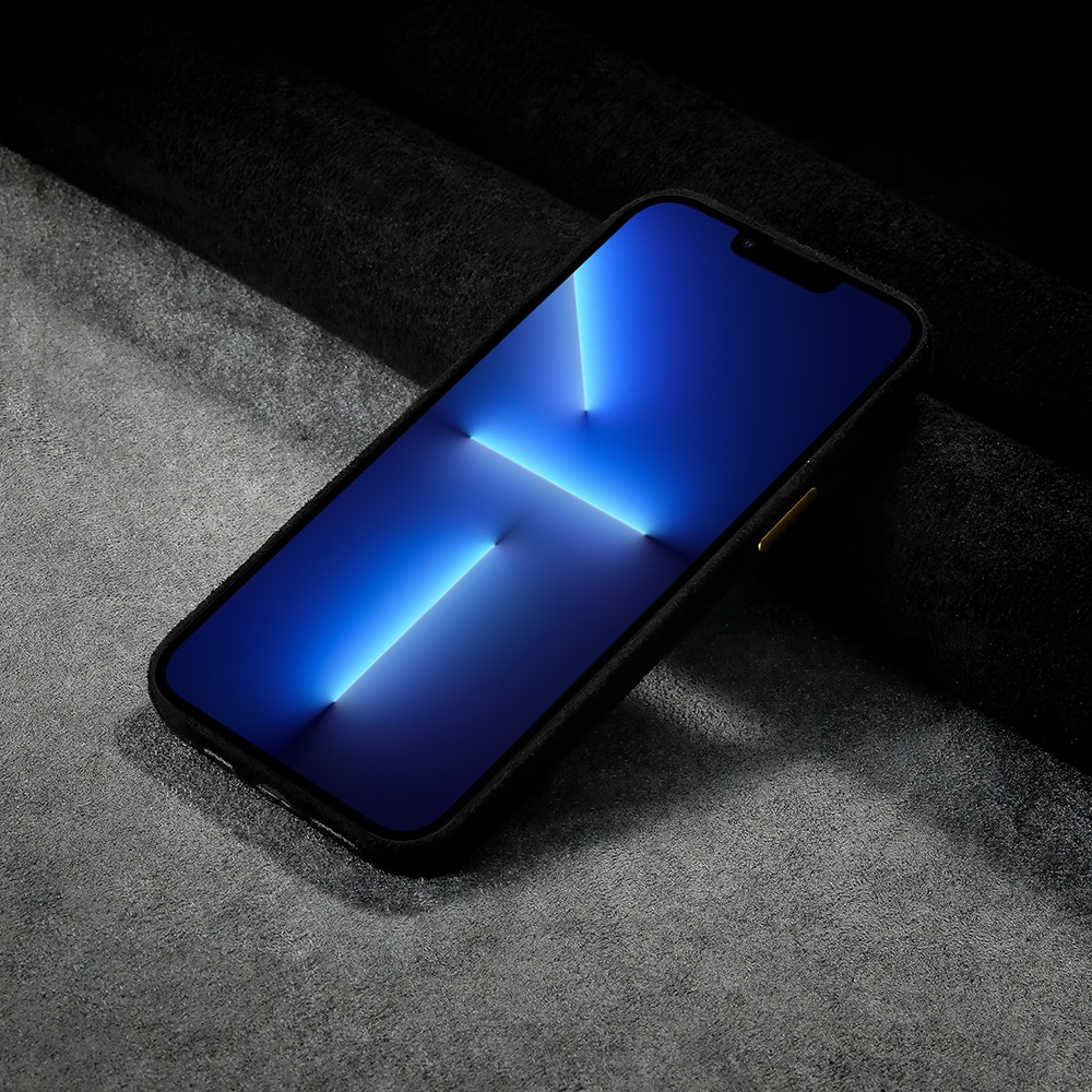 Solid Color Flocking PU Leather Coated PET + Metal Hybrid Case Mobile Phone Protective Cover for iPhone 11 Pro 5.8 inch - Black-4