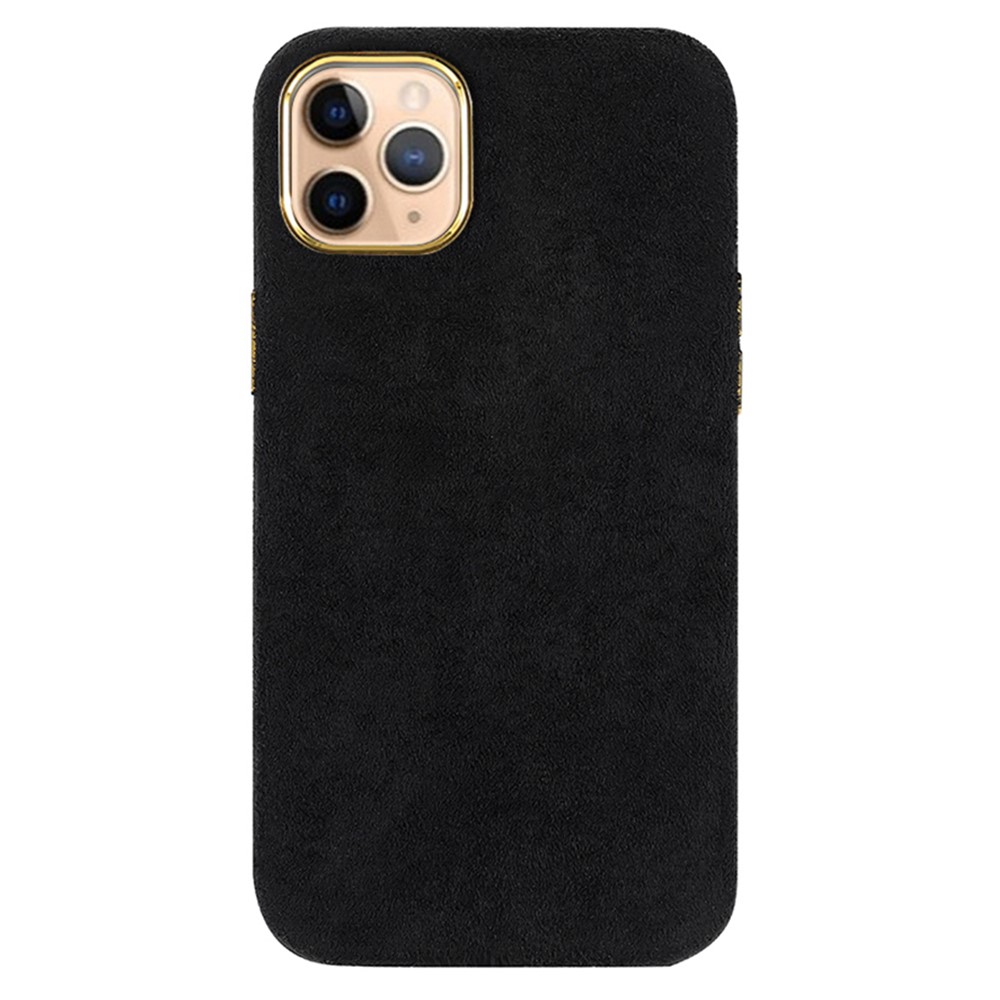 Anti-drop Flocking PU Leather Coated PET + Metal Hybrid Case Mobile Phone Protective Cover for iPhone 11 Pro Max 6.5 inch - Black-3