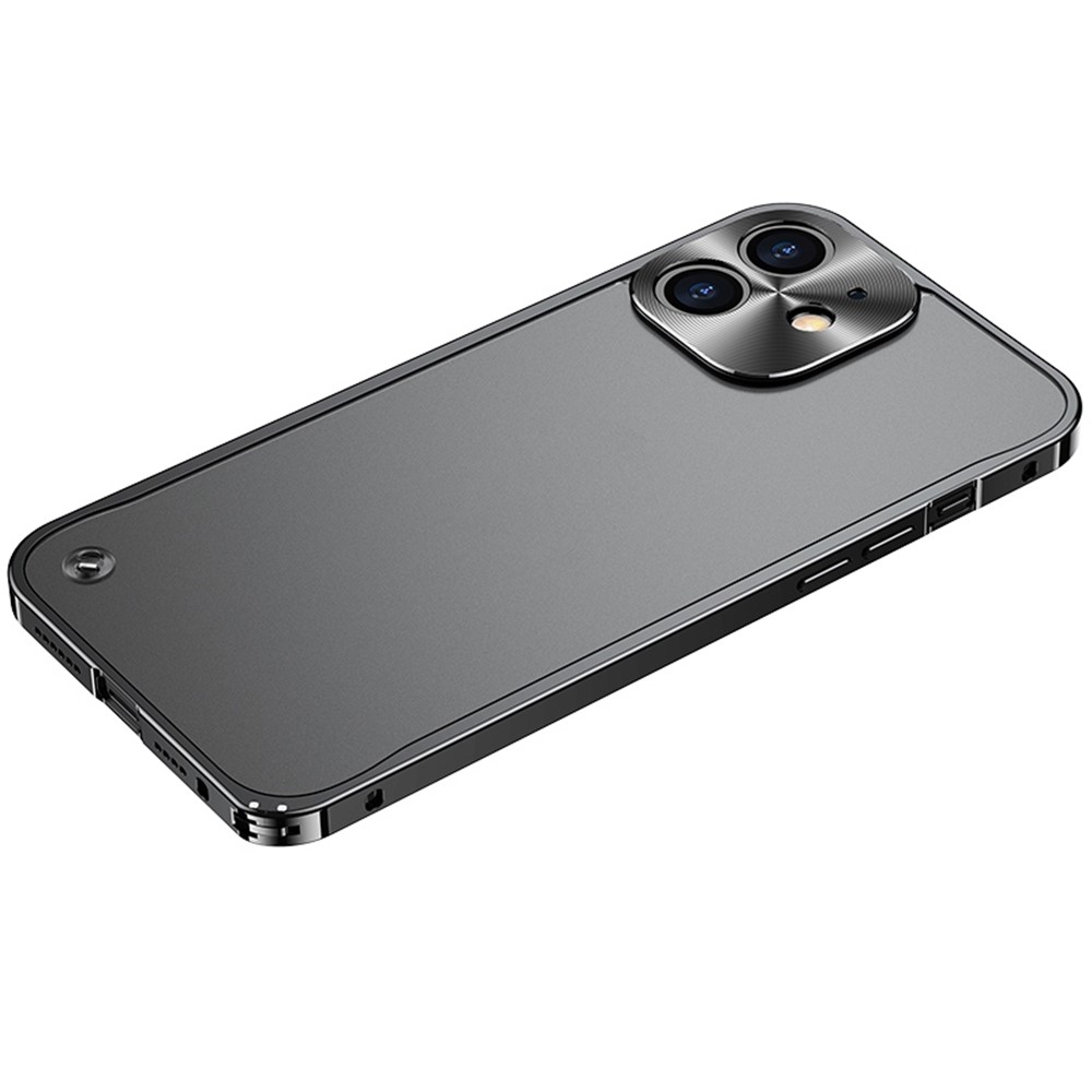 For iPhone 12 mini 5.4 inch Hard PC + Metal Hybrid Cover Corner Buckle Design Matte Phone Case - Black