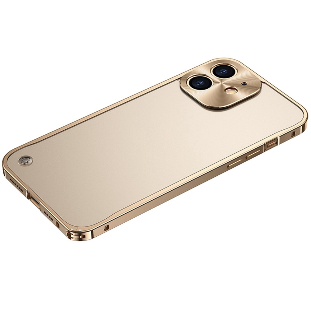 For iPhone 12 mini 5.4 inch Hard PC + Metal Hybrid Cover Corner Buckle Design Matte Phone Case - Gold
