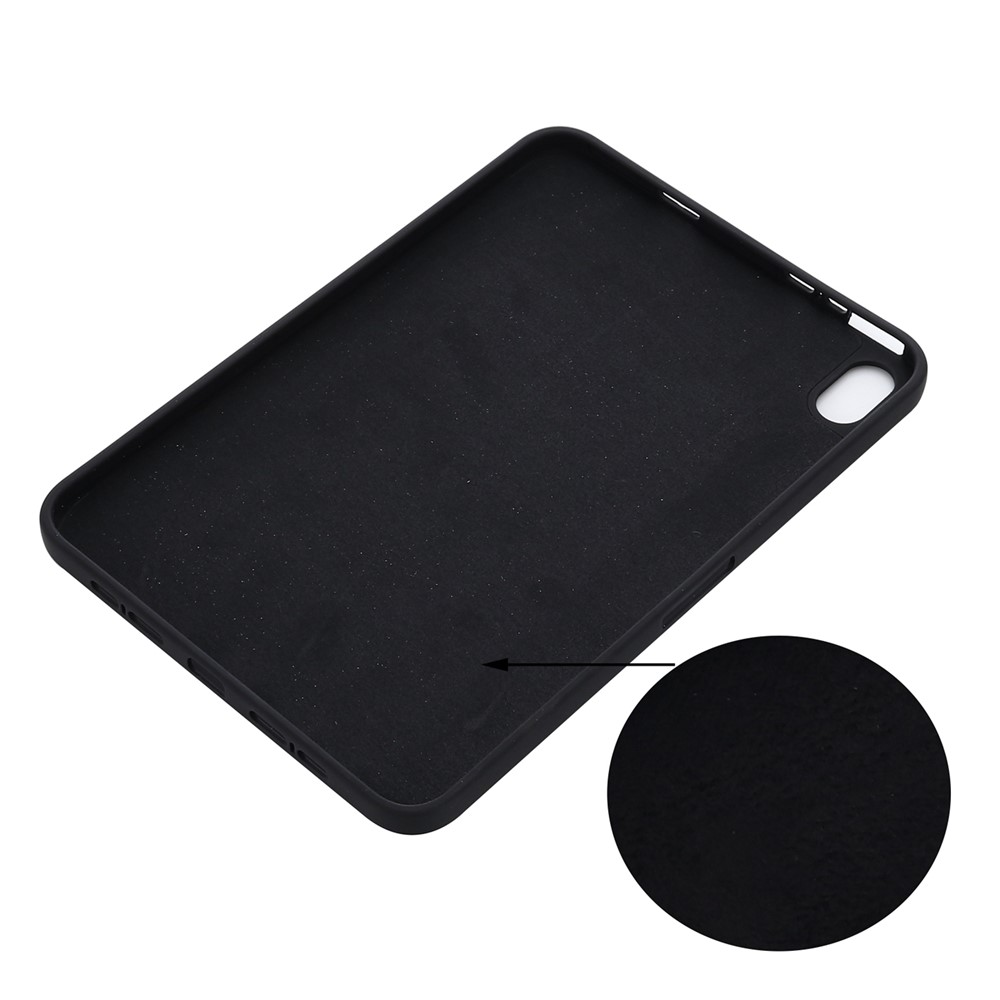 Microfiber Lining Liquid Silicone Shockproof Tablet Case Anti-fall Slim Light Protective Cover for iPad mini (2021) - Black-5
