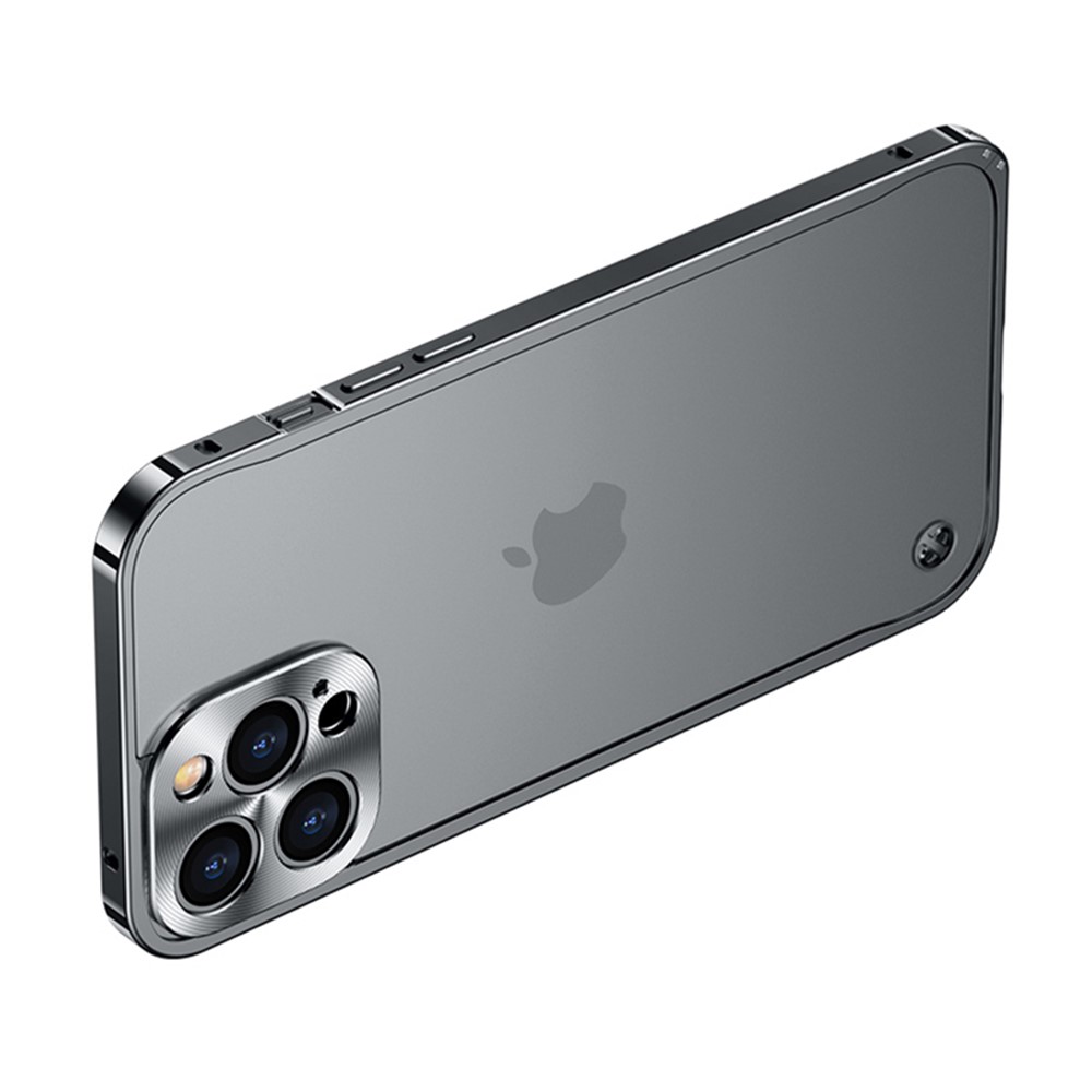 Tempered Glass + Metal Hybrid Scratch-resistant Phone Case Matte Transparent Protective Cover with Magnetic Wireless Charging Feature for iPhone 13 mini 5.4 inch - Black-3