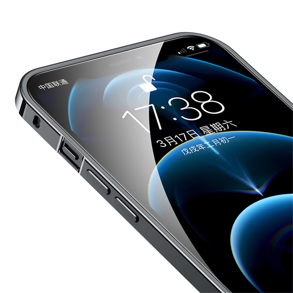 Tempered Glass + Metal Hybrid Scratch-resistant Phone Case Matte Transparent Protective Cover with Magnetic Wireless Charging Feature for iPhone 13 mini 5.4 inch - Black-8
