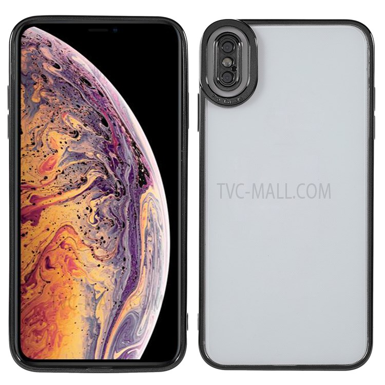 Anti-scratch Precise Cutout Electroplating Transparent TPU Case Phone Cover for iPhone XS Max 6.5 inch - Black-1