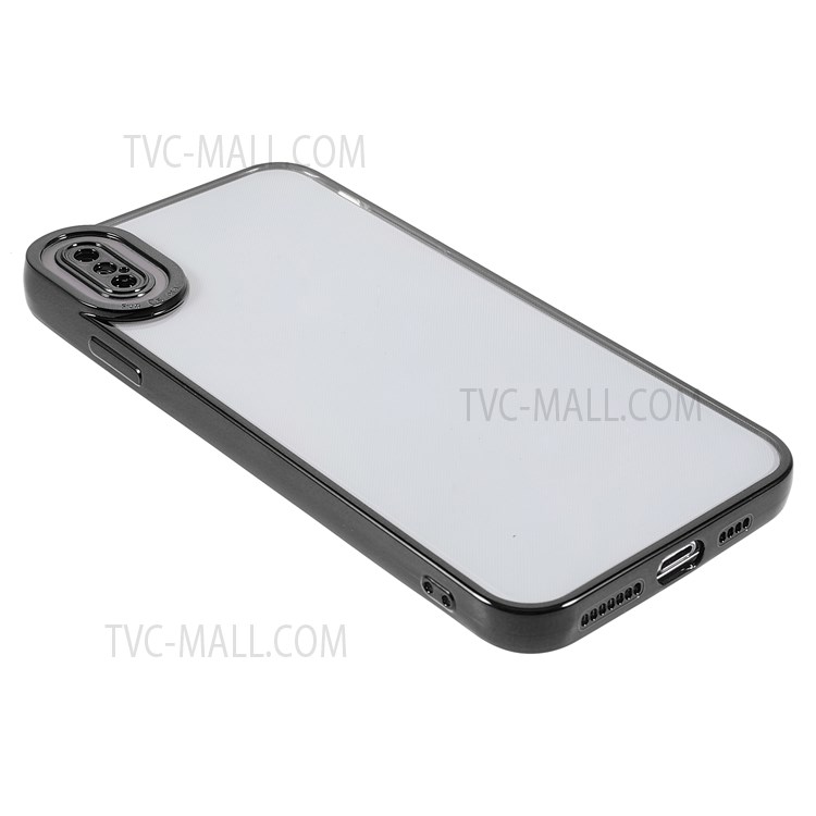 Anti-scratch Precise Cutout Electroplating Transparent TPU Case Phone Cover for iPhone XS Max 6.5 inch - Black-4