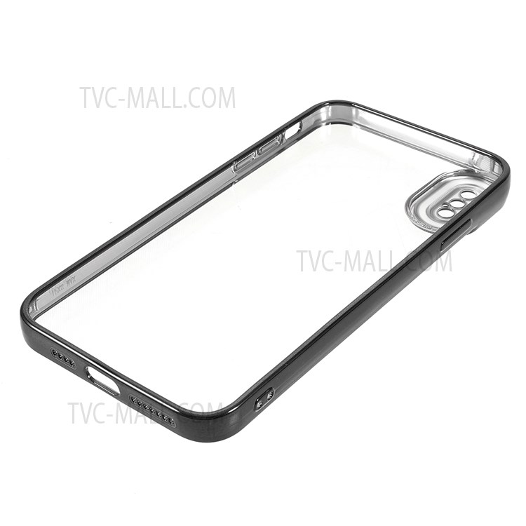 Anti-scratch Precise Cutout Electroplating Transparent TPU Case Phone Cover for iPhone XS Max 6.5 inch - Black-7