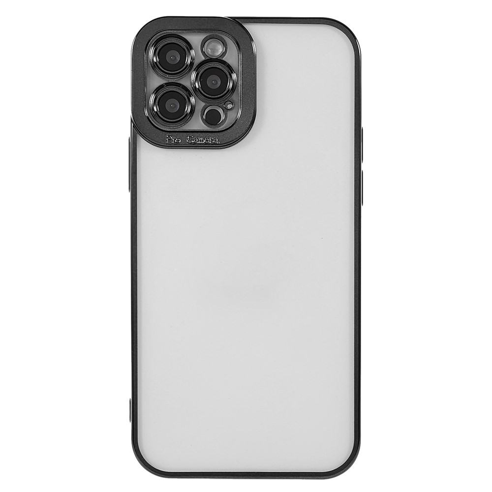 Precise Cutout Electroplating Transparent Flexible TPU Phone Case Back Protector Shell for iPhone 12 Pro 6.1 inch - Black-2