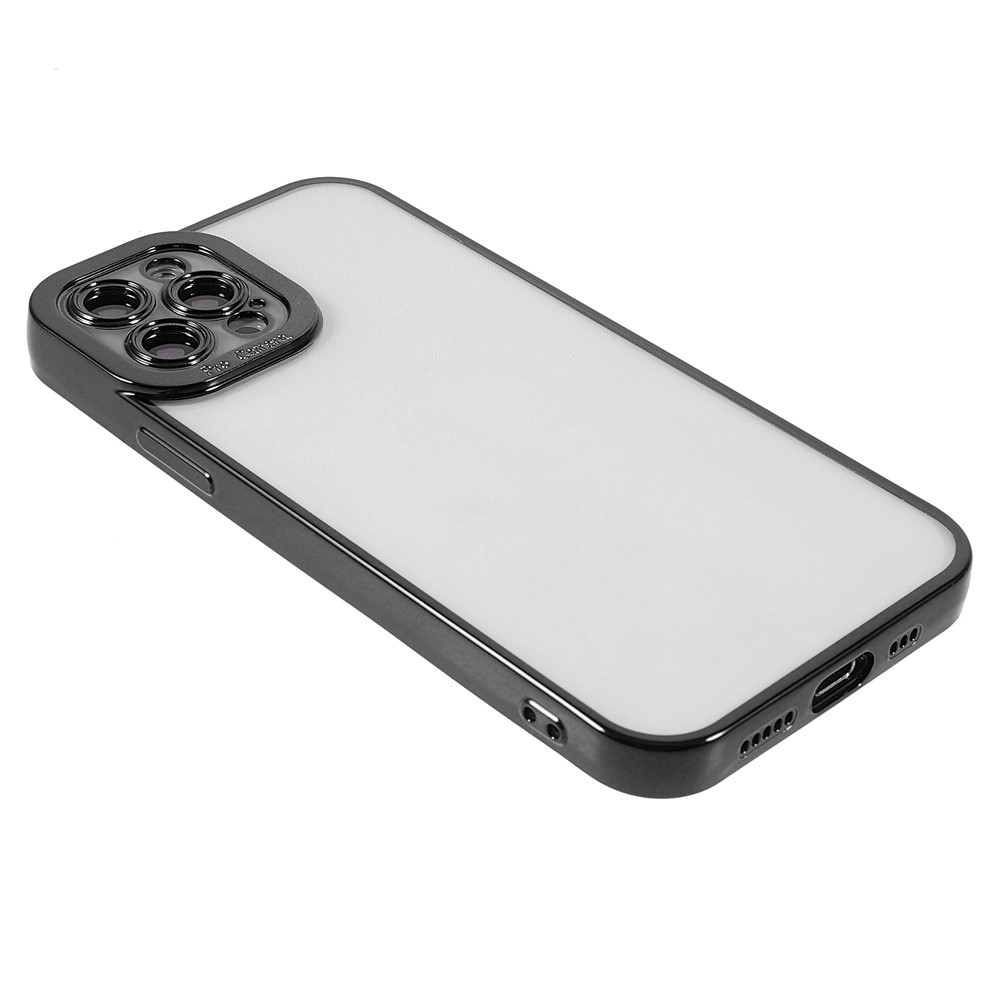 Precise Cutout Electroplating Transparent Flexible TPU Phone Case Back Protector Shell for iPhone 12 Pro 6.1 inch - Black-4