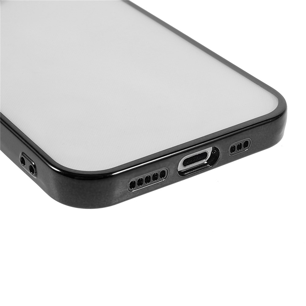 Precise Cutout Electroplating Transparent Flexible TPU Phone Case Back Protector Shell for iPhone 12 Pro 6.1 inch - Black-5