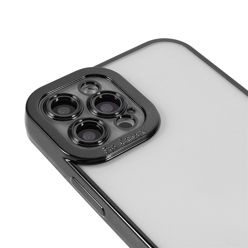 Precise Cutout Electroplating Transparent Flexible TPU Phone Case Back Protector Shell for iPhone 12 Pro 6.1 inch - Black-6