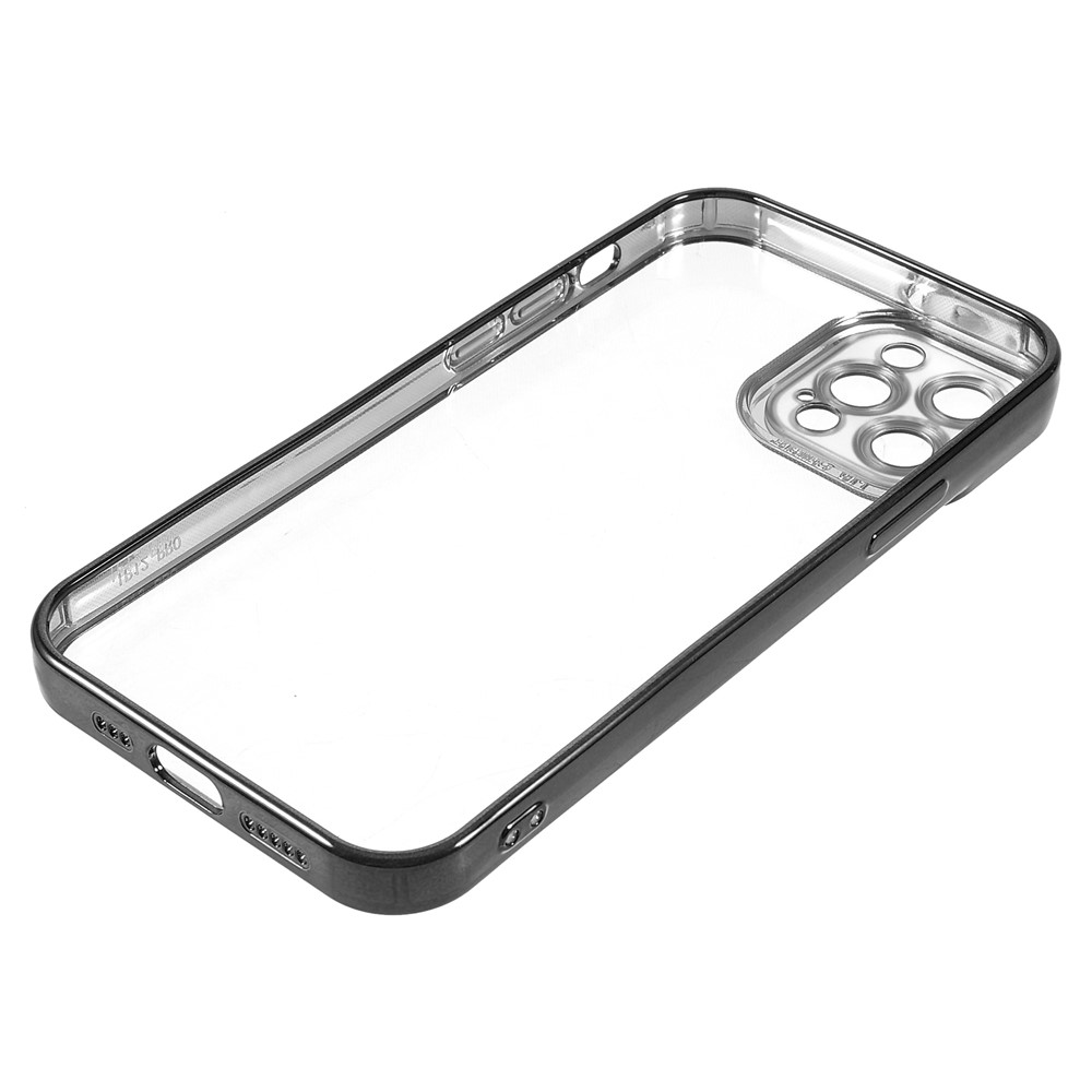 Precise Cutout Electroplating Transparent Flexible TPU Phone Case Back Protector Shell for iPhone 12 Pro 6.1 inch - Black-7
