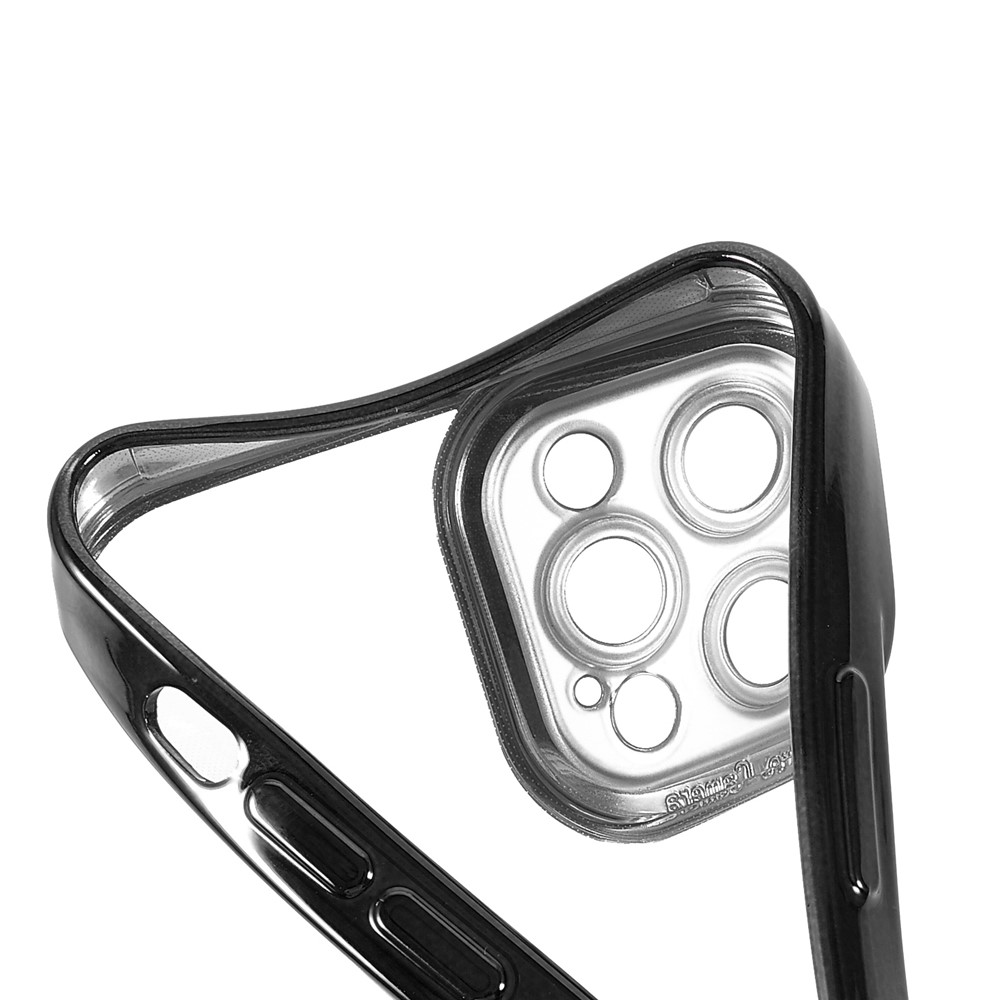 Precise Cutout Electroplating Transparent Flexible TPU Phone Case Back Protector Shell for iPhone 12 Pro 6.1 inch - Black-8
