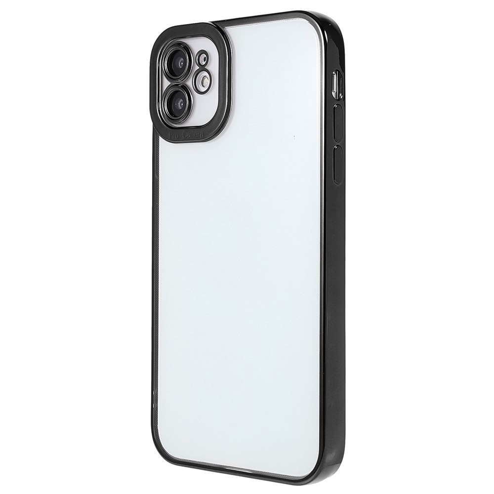 Camera Lens Protection Precise Cutout Electroplating Transparent TPU Phone Case Cover for iPhone 12 6.1 inch - Black-3