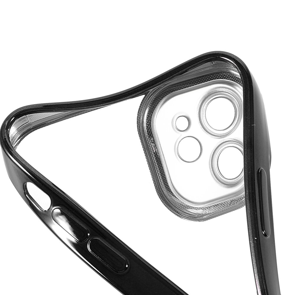 Camera Lens Protection Precise Cutout Electroplating Transparent TPU Phone Case Cover for iPhone 12 6.1 inch - Black-8