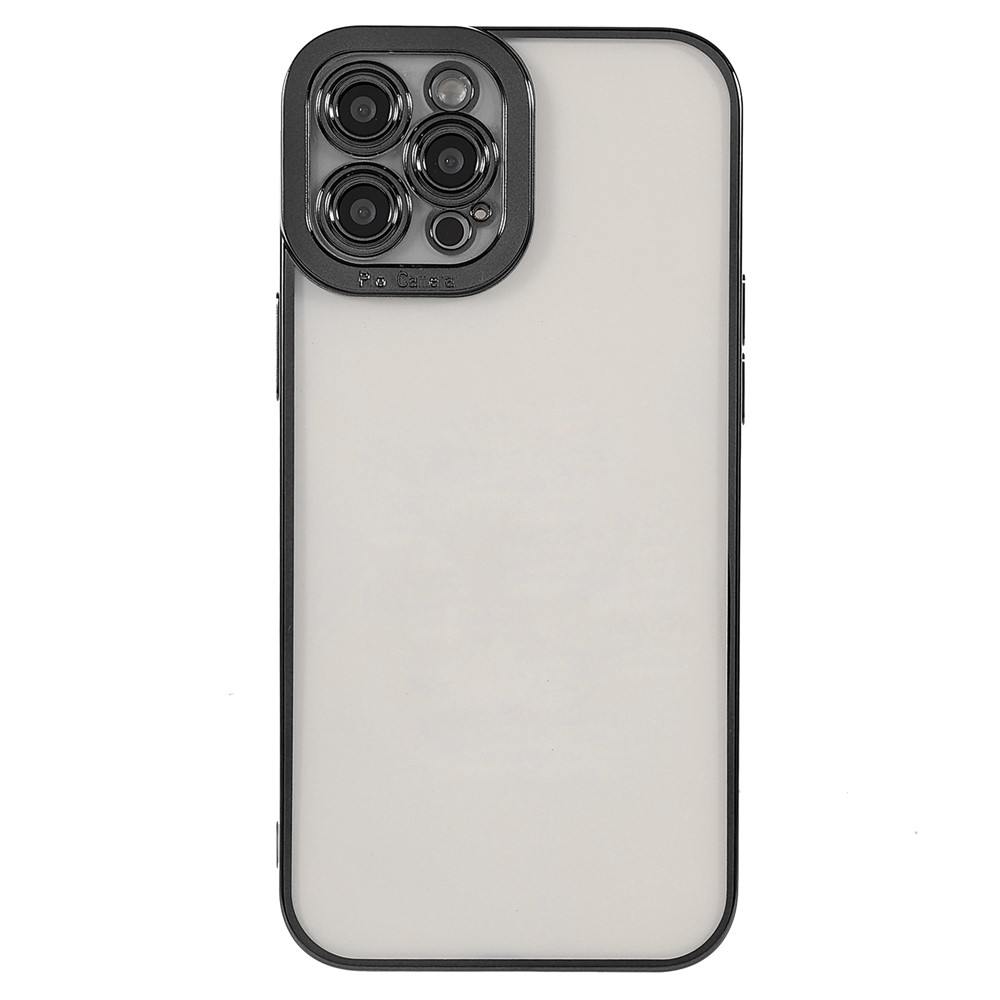 Scratch-resistant Precise Cutout Transparent Electroplating TPU Phone Case Protective Cover for iPhone 13 Pro 6.1 inch - Black-2