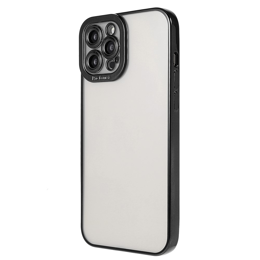 Scratch-resistant Precise Cutout Transparent Electroplating TPU Phone Case Protective Cover for iPhone 13 Pro 6.1 inch - Black-3