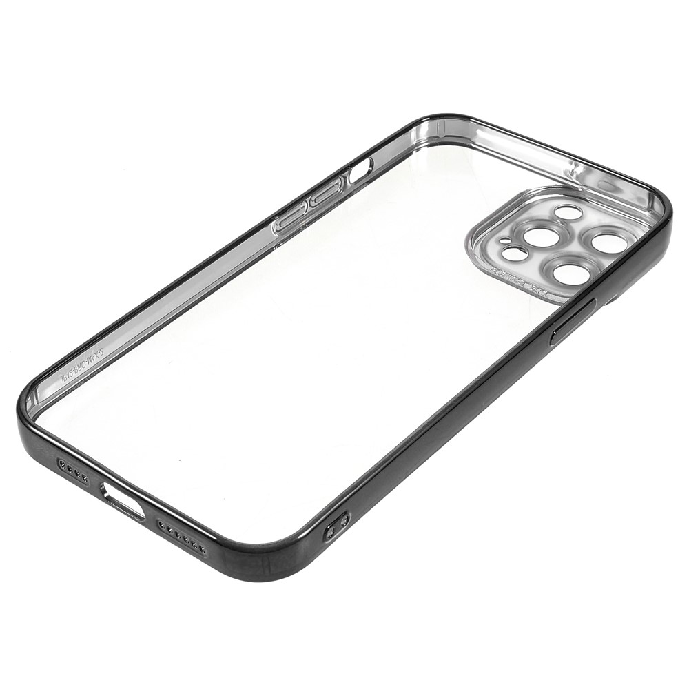 Scratch-resistant Precise Cutout Transparent Electroplating TPU Phone Case Protective Cover for iPhone 13 Pro 6.1 inch - Black-7
