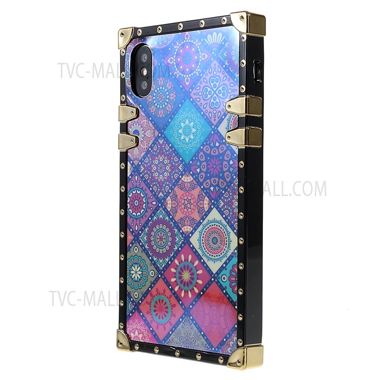 Phone Protection Shell Ethnic Pattern Printing Electroplating Corner TPU Phone Case Cover for iPhone X/XS 5.8 inch - National Style-3