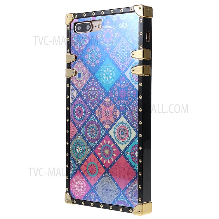 TPU Phone Case Anti-scratch Ethnic Pattern Printing Electroplating Buckles Cover for iPhone 7 Plus / 8 Plus 5.5 inch - National Style-3
