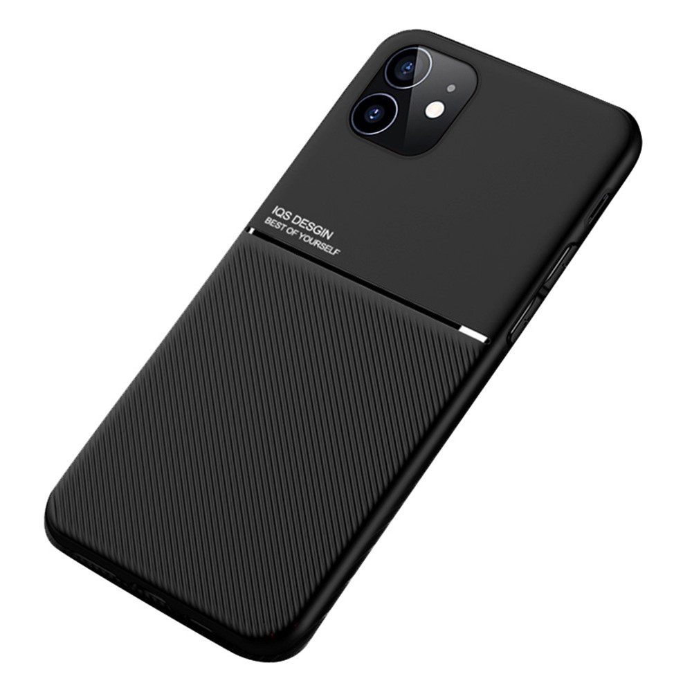 Anti-fingerprint Shockproof Phone Cover Mobile Phone Case TPU + PU Leather Protective Shell with Built-in Magnetic Metal Sheet for iPhone 12 mini 5.4 inch - Black