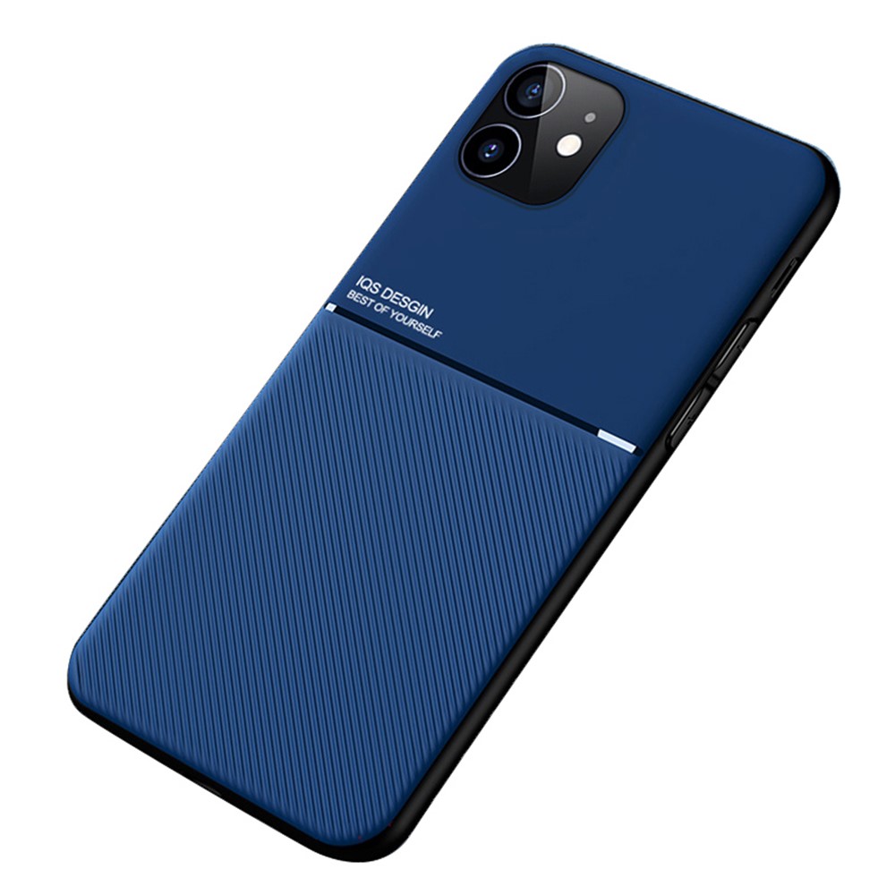 Anti-fingerprint Shockproof Phone Cover Mobile Phone Case TPU + PU Leather Protective Shell with Built-in Magnetic Metal Sheet for iPhone 12 mini 5.4 inch - Blue