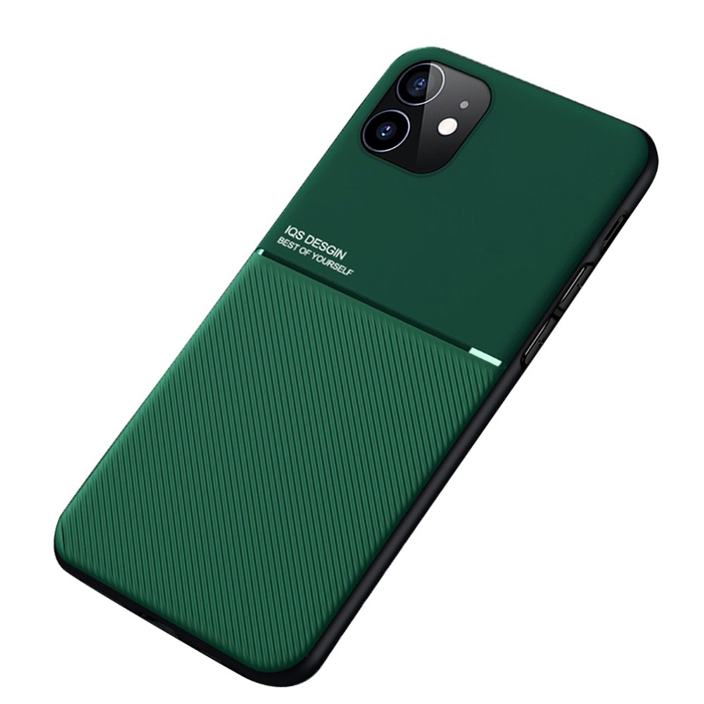 Anti-fingerprint Shockproof Phone Cover Mobile Phone Case TPU + PU Leather Protective Shell with Built-in Magnetic Metal Sheet for iPhone 12 mini 5.4 inch - Green