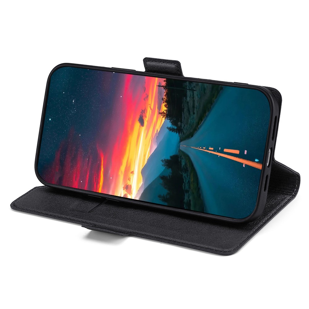 Card Slot Design Side Magnetic Closure Well-protected Ultra-thin Leather Phone Stand Case with for iPhone 12/12 Pro 6.1 inch - Black-4