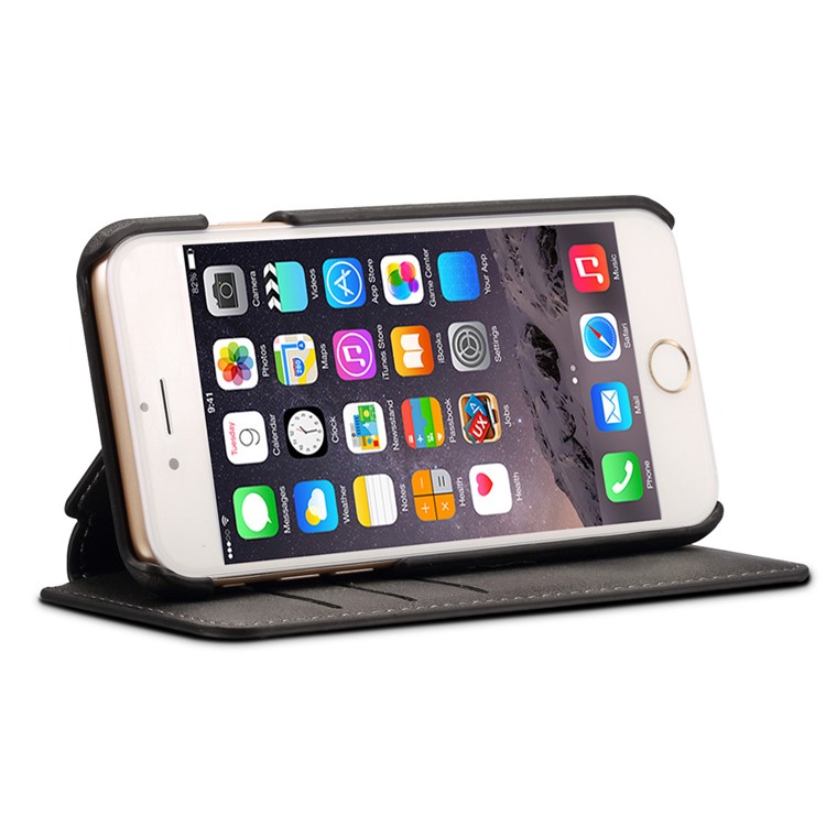 Crazy Horse Leather Wallet Stand Shell for iPhone 7 Plus 5.5 Inch - Black-3