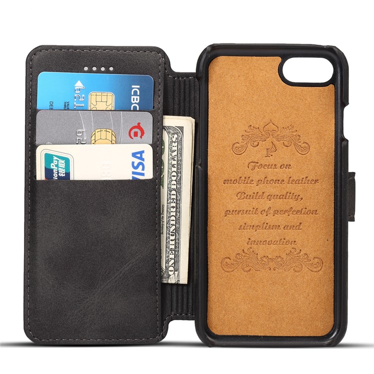 Crazy Horse Leather Wallet Stand Shell for iPhone 7 Plus 5.5 Inch - Black-5