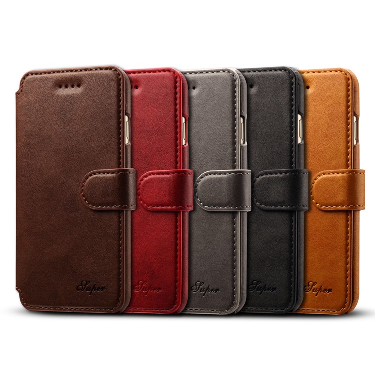 Crazy Horse Leather Wallet Stand Shell for iPhone 7 Plus 5.5 Inch - Black-6